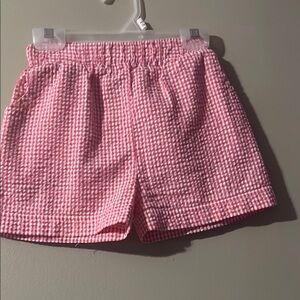 Pink and white Elastic Waist Shorts